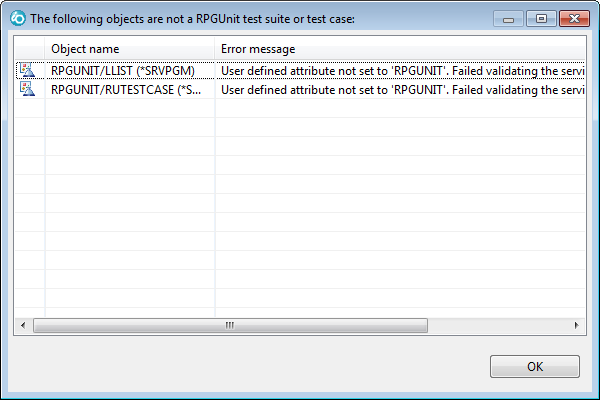 Error messages when attempting to run a test case
